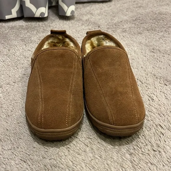 RJS Fuzzies Sheepskin Slippers House Shoes brown Mens Size 8