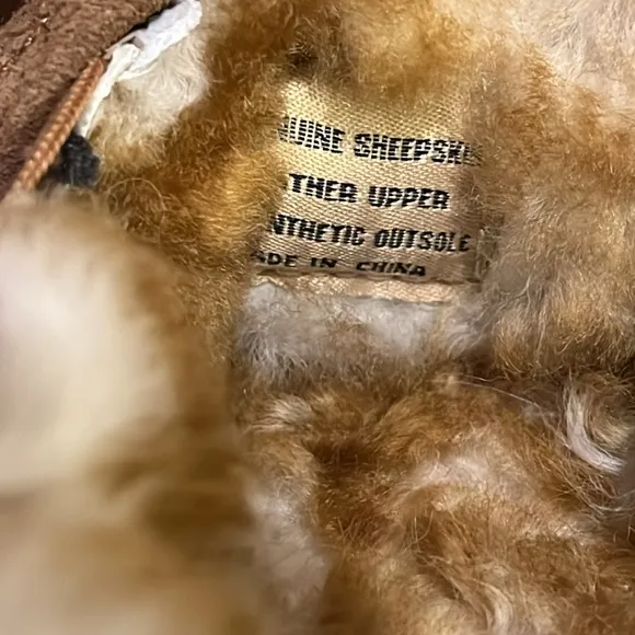 RJS Fuzzies Sheepskin Slippers House Shoes brown Mens Size 8