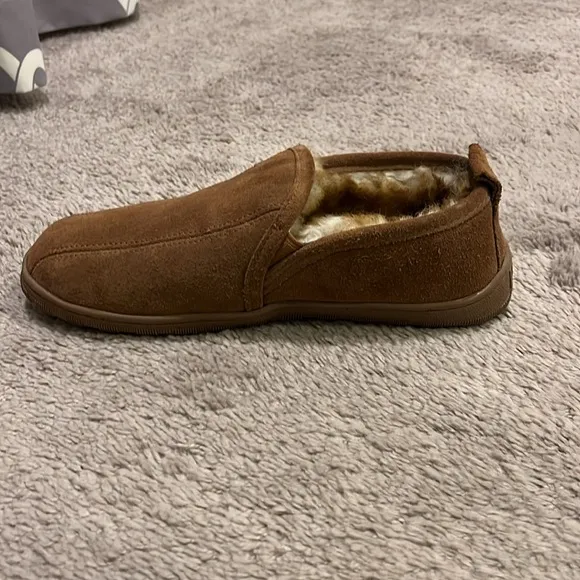 RJS Fuzzies Sheepskin Slippers House Shoes brown Mens Size 8