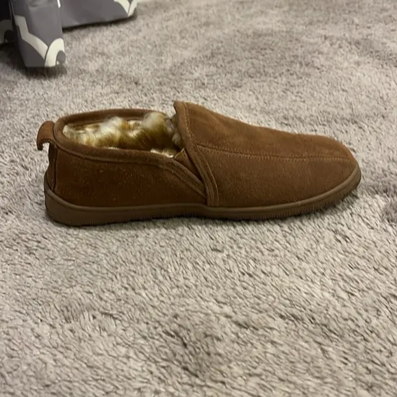 RJS Fuzzies Sheepskin Slippers House Shoes brown Mens Size 8
