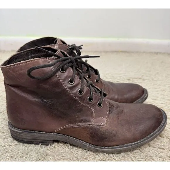 ROAN By‎ Bedstu Men's Distressed Brown Hoover Boots Size 10 Non Slip Lace Up