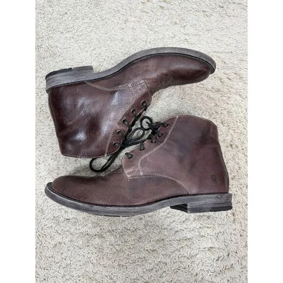 ROAN By‎ Bedstu Men's Distressed Brown Hoover Boots Size 10 Non Slip Lace Up