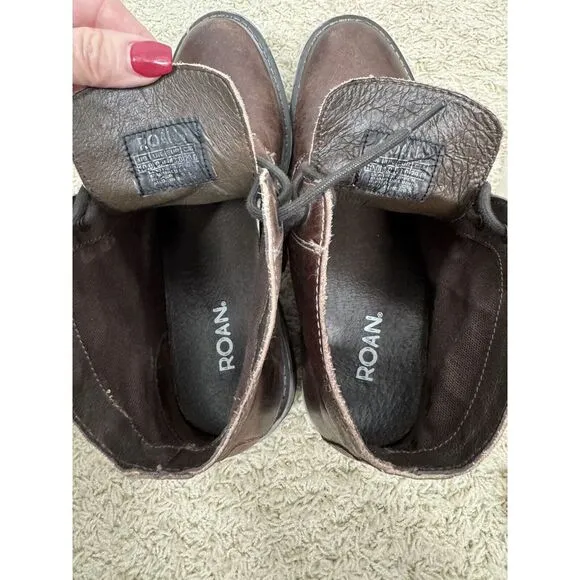 ROAN By‎ Bedstu Men's Distressed Brown Hoover Boots Size 10 Non Slip Lace Up