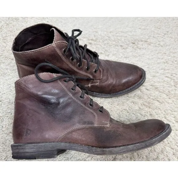 ROAN By‎ Bedstu Men's Distressed Brown Hoover Boots Size 10 Non Slip Lace Up