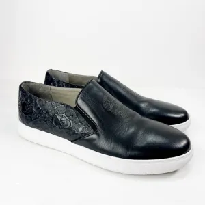 Robert Graham Calvert Sneakers Black Embossed Skull Leather Slip On Mens size 12