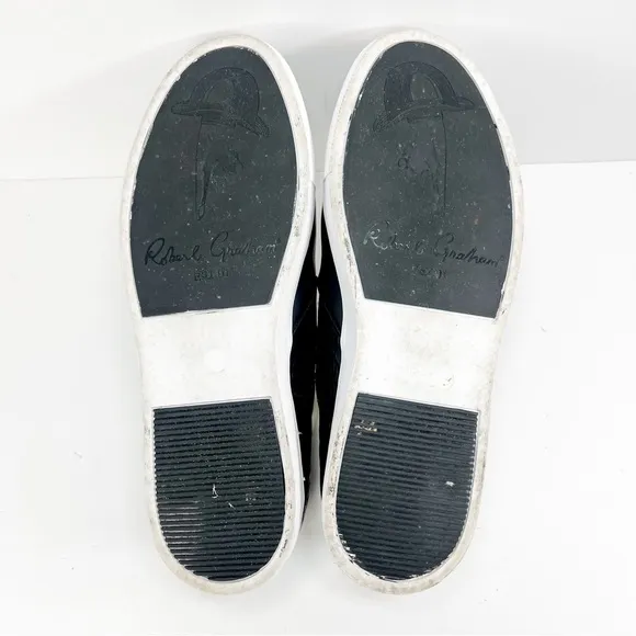 Robert Graham Calvert Sneakers Black Embossed Skull Leather Slip On Mens size 12