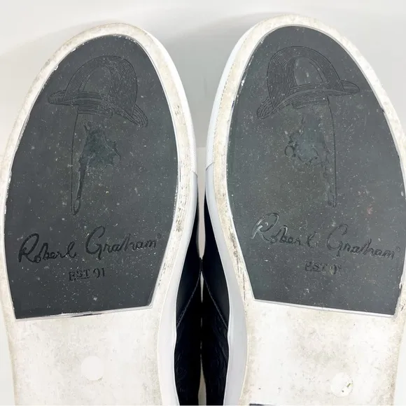Robert Graham Calvert Sneakers Black Embossed Skull Leather Slip On Mens size 12