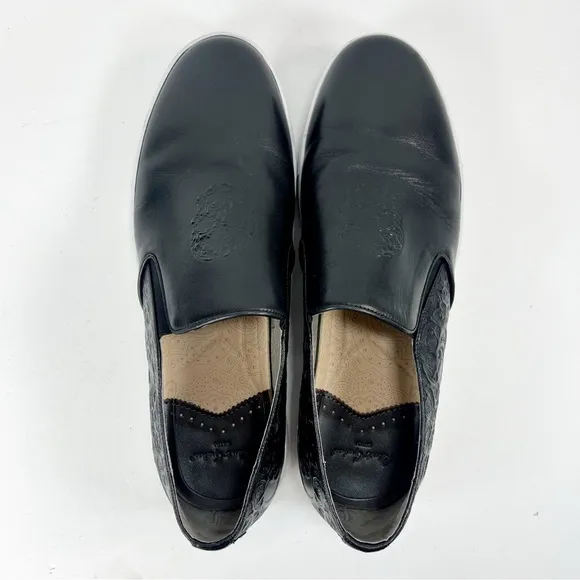 Robert Graham Calvert Sneakers Black Embossed Skull Leather Slip On Mens size 12