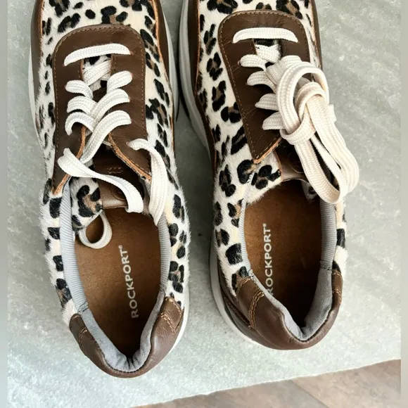 Rockport Works Pulse Tech EH Composite Toe Leopard Print Shoes Women Sz 7.5W NEW