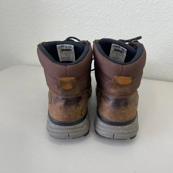 Rocky 5&quot; Nano CT Hiker Brown Leather Safety Toe Lace Up Work Boot Shoe Mens 11 M