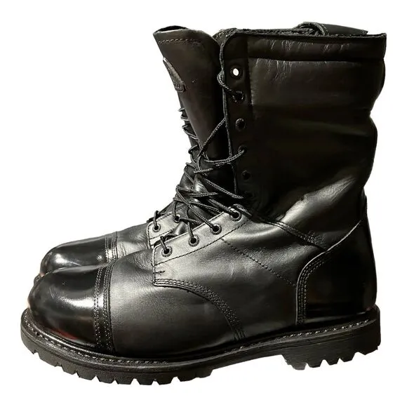 Rocky Boots Mens 14 Black Leather Paraboot  10&quot; Jump Zip Insulated Waterproof