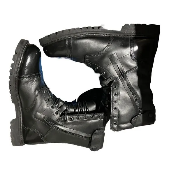 Rocky Boots Mens 14 Black Leather Paraboot  10&quot; Jump Zip Insulated Waterproof