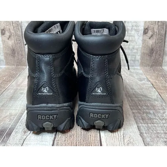 Rocky FQ0002167 Alpha Force Waterproof Public Service 6&quot; Black Leather Boots 7.5