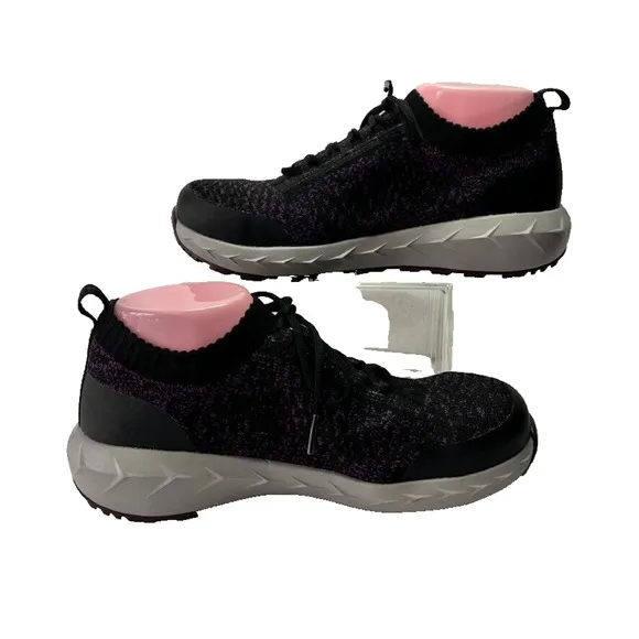 Rocky Shoes Womens 8W Safety Alloy Toe Black Purple Knit WorkKnit Tech Lace Up