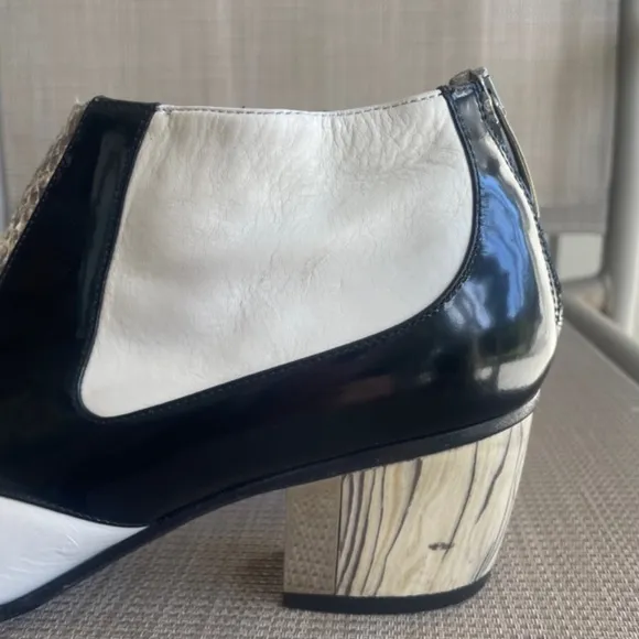 Rodarte Black White Snake Leather Ankle Boots