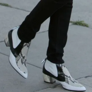 Rodarte Black White Snake Leather Ankle Boots