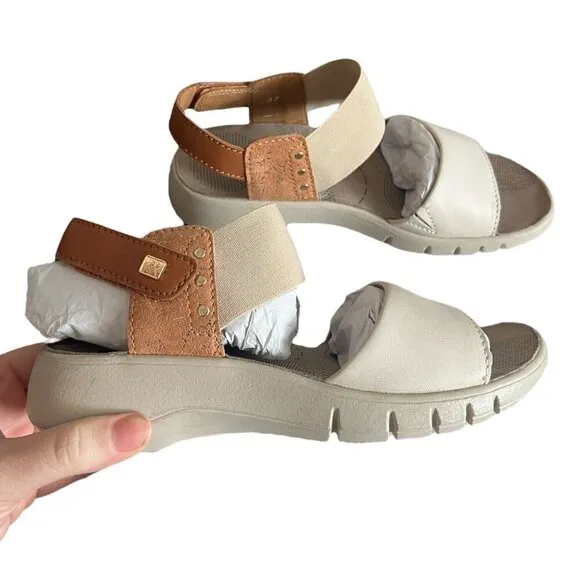 Romika Sandals Womens 6-6.5 EU 37 Leather Cream Brown Casual Slingback Comfy