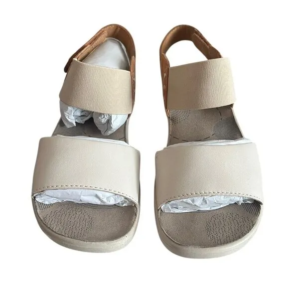 Romika Sandals Womens 6-6.5 EU 37 Leather Cream Brown Casual Slingback Comfy