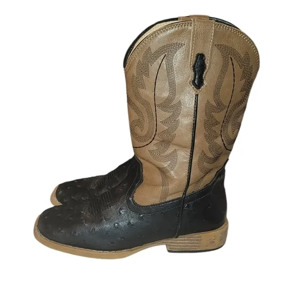 Roper Kids Big Boy Bumps Western Faux Ostrich Cowboy Boots