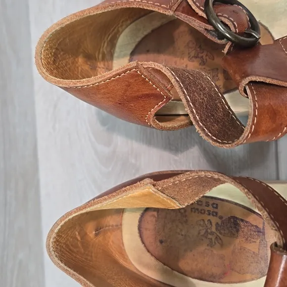 Rosa Mosa Women's Brown Leather Wedge Platform Sandals Shoes Sz 38/8