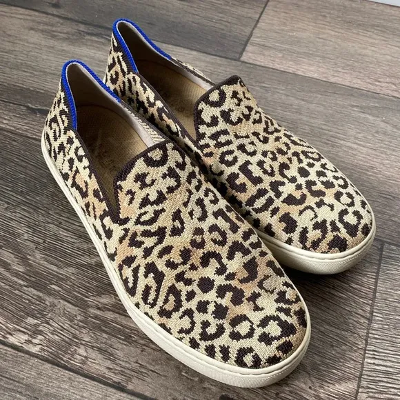 Rothys 8.5 Women’s The Desert Cat Leopard Print Slip On Sneakers