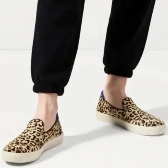 Rothys 8.5 Women’s The Desert Cat Leopard Print Slip On Sneakers