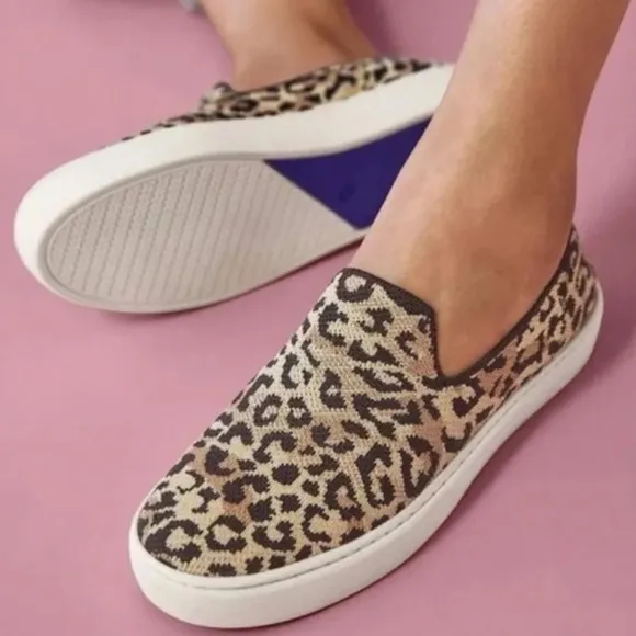 Rothys 8.5 Women’s The Desert Cat Leopard Print Slip On Sneakers