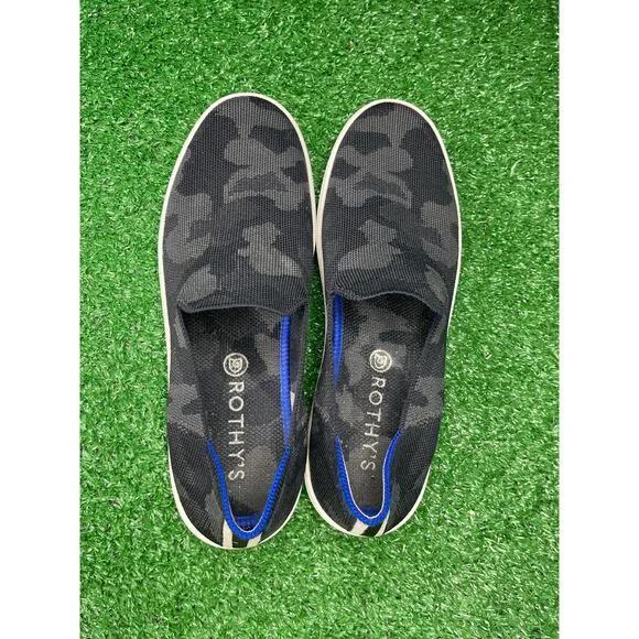 Rothy's Black Camo Slip On Sneakers Womens Size 9.5