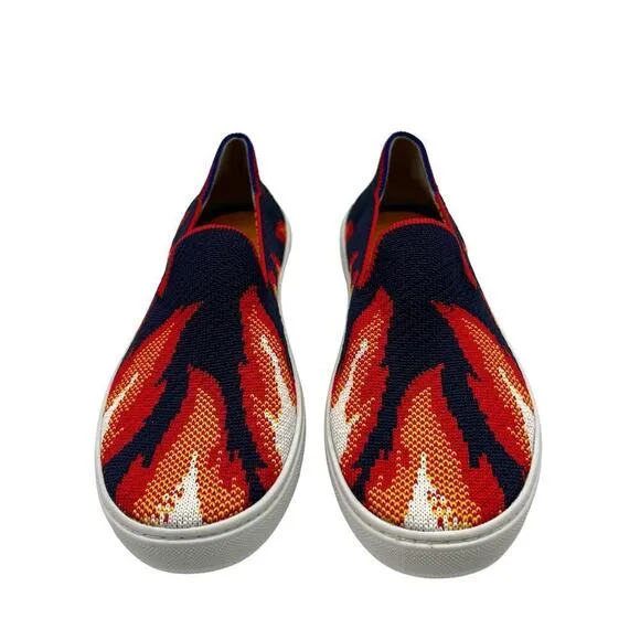 Rothy’s Kids Navy Flames Slip-On Sneakers Size 3