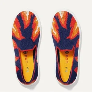 Rothy’s Kids Navy Flames Slip-On Sneakers Size 3
