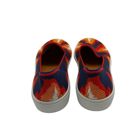 Rothy’s Kids Navy Flames Slip-On Sneakers Size 3