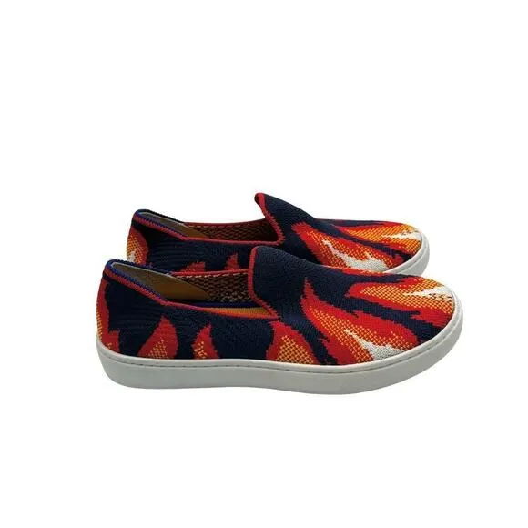 Rothy’s Kids Navy Flames Slip-On Sneakers Size 3
