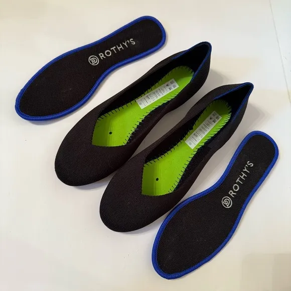 ROTHY’S NEW SHOES THE FLAT BLACK SOLID SLIP ON SIZE 9 NIB