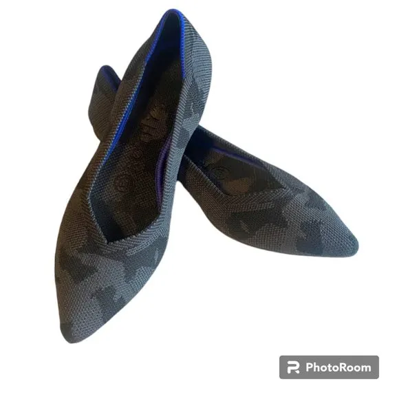 Rothy’s NWOB The Point in Black/Gray Camo Retired Women's SZ 6