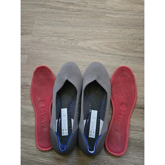 Rothy’s Pebble Grey Slip On Round Toe Flat Shoes Women’s Size 6.5