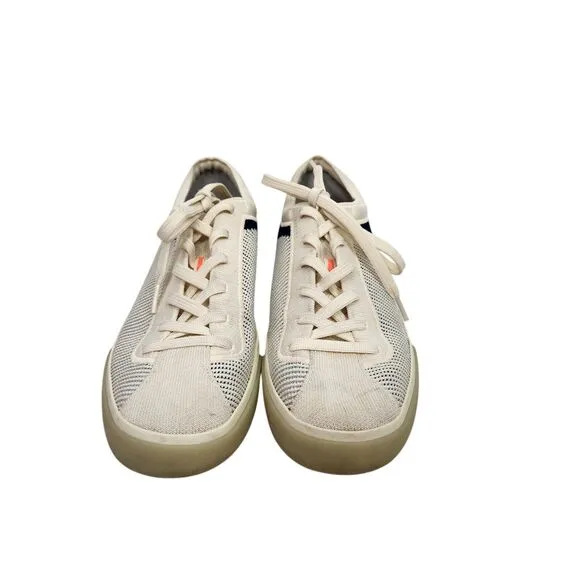 ROTHY'S Shoes Womens 10 Ivory Blue The Lace Up Knit Fabric Sneakers Shoes