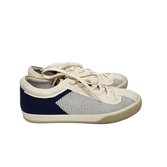 ROTHY'S Shoes Womens 10 Ivory Blue The Lace Up Knit Fabric Sneakers Shoes