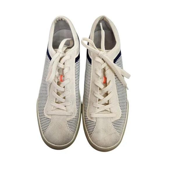 ROTHY'S Shoes Womens 10 Ivory Blue The Lace Up Knit Fabric Sneakers Shoes