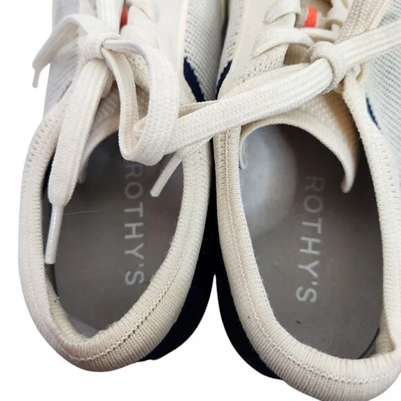 ROTHY'S Shoes Womens 10 Ivory Blue The Lace Up Knit Fabric Sneakers Shoes