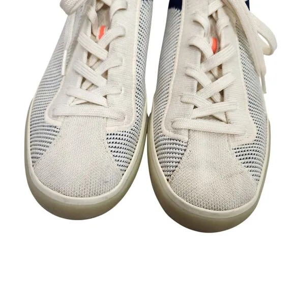 ROTHY'S Shoes Womens 10 Ivory Blue The Lace Up Knit Fabric Sneakers Shoes