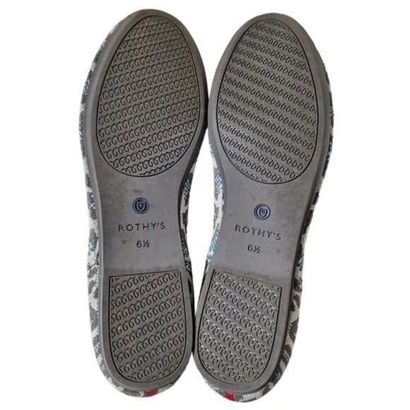Rothys Size 6.5 Grey Spot Animal Print The Flat Shoes‎