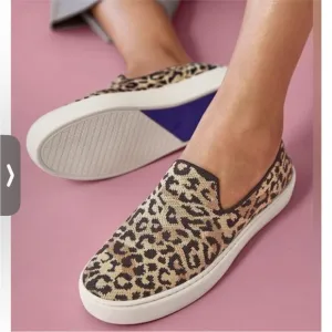 Rothy’s sneakers leopard print slip on size 7.5
