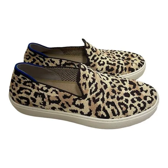 Rothys Sneakers Size 6.5 Cheetah Animal Print Slip On Desert Cat