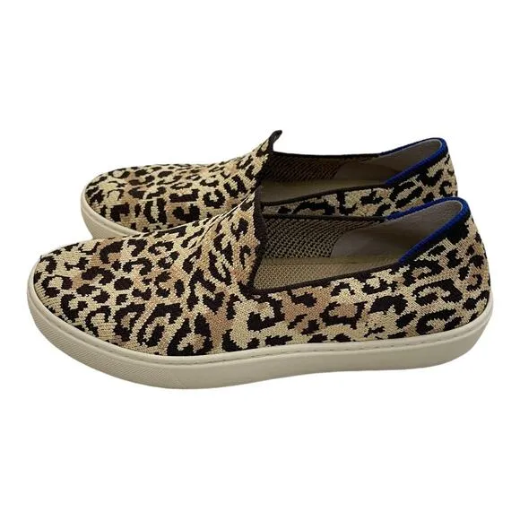 Rothys Sneakers Size 6.5 Cheetah Animal Print Slip On Desert Cat