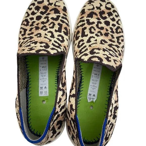 Rothys Sneakers Size 6.5 Cheetah Animal Print Slip On Desert Cat