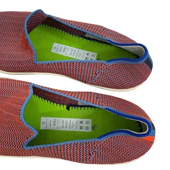 Rothy’s Tangerine Triple Stitch Sneakers Size 10.5 Slip On