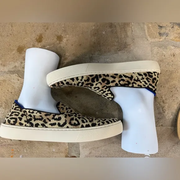 Rothys the Cat Leopard Print Slip On Sneakers 9