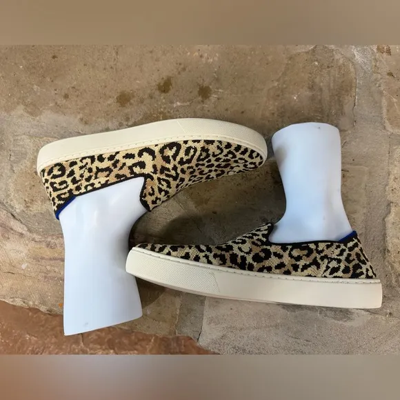 Rothys the Cat Leopard Print Slip On Sneakers 9