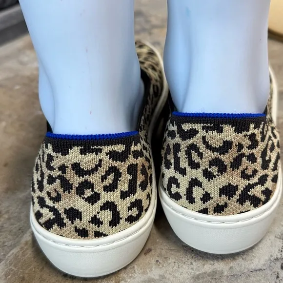 Rothys the Cat Leopard Print Slip On Sneakers 9