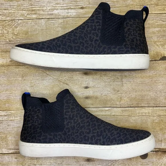 Rothy’s The Chelsea Espresso Spot Leopard Print High Top Slip-On Sneakers